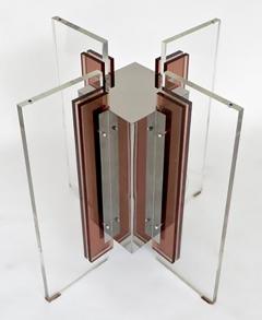 Philippe Jean French Illuminated Stainless Steel and Lucite Dining Table Signed P Jean - 436098