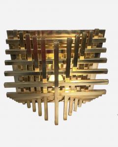 Philippe Jean Pair of square sconces in polished brass by Philippe Jean France circa 1970 - 4242399