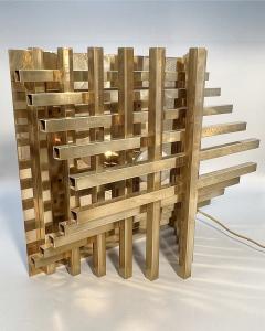 Philippe Jean Pair of square sconces in polished brass by Philippe Jean France circa 1970 - 4242403