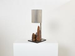 Philippe Jean Phillipe Jean brutalist table lamp steel and red shale 1970s - 3476618