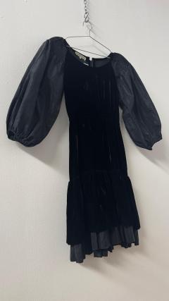 Philippe Venet Philippe Venet Black Velvet Dress with Balloon Sleeves - 4084104