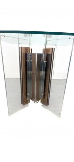 Phillipe Jean RARE ILLUMINATED MODERNIST COLORED CLEAR GLASS CHROME TABLE BY PHILLIPE JEAN - 4423314