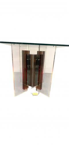 Phillipe Jean RARE ILLUMINATED MODERNIST COLORED CLEAR GLASS CHROME TABLE BY PHILLIPE JEAN - 4423316