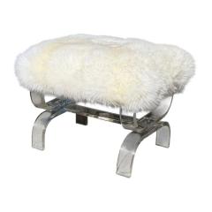 Phyllis Morris Mid Century Modern Phyllis Morris Lucite Bench W White Fur Seat - 4512798