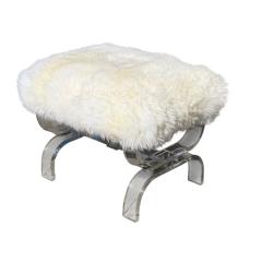 Phyllis Morris Mid Century Modern Phyllis Morris Lucite Bench W White Fur Seat - 4512800