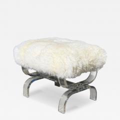 Phyllis Morris Mid Century Modern Phyllis Morris Lucite Bench W White Fur Seat - 4513392
