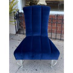 Phyllis Morris Mid Century Modern Phyllis Morris Lucite Chair W Sapphire Blue Velvet - 4530551