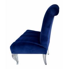 Phyllis Morris Mid Century Modern Phyllis Morris Lucite Chair W Sapphire Blue Velvet - 4530555