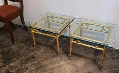 Phyllis Morris Pair of Phyllis Morris Faux Bamboo Gold Side Tables - 2532559