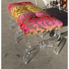 Phyllis Morris Scalamandre Cut Velvet Upholstered Phyllis Morris Lucite Bench - 4511249