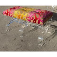 Phyllis Morris Scalamandre Cut Velvet Upholstered Phyllis Morris Lucite Bench - 4511252