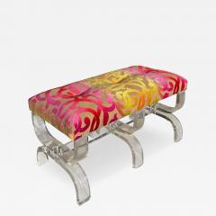 Phyllis Morris Scalamandre Cut Velvet Upholstered Phyllis Morris Lucite Bench - 4511551