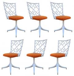 Phyllis Morris Six Mid Century Modern Faux Bamboo Cast Aluminum Dining Chairs by Phyllis Morris - 2734360