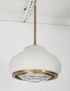 Pia Guidetti Crippa Stunning Italian 1960s Opaque and Faceted Glass Pendant Light by Pia Crippa - 3951769