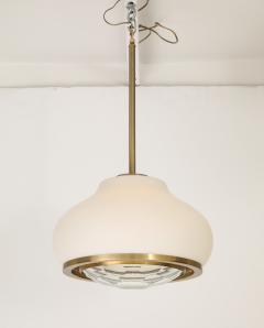 Pia Guidetti Crippa Stunning Italian 1960s Opaque and Faceted Glass Pendant Light by Pia Crippa - 3951774