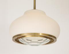 Pia Guidetti Crippa Stunning Italian 1960s Opaque and Faceted Glass Pendant Light by Pia Crippa - 3951776