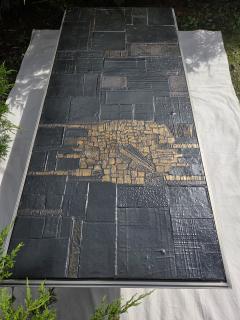 Pia Manu Pia Manu 1960s Brutalist Cast Resin and Steel Sled Base Coffee Table Belgium - 4759446