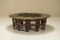 Pia Manu Pia Manu Brutalist Coffee Table in Forged Iron and Concrete Belgium 1970s - 3047157