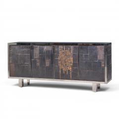 Pia Manu Pia Manu Brutalist Mid Century Steel Chrome and Glass Credenza - 4567185