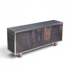 Pia Manu Pia Manu Brutalist Mid Century Steel Chrome and Glass Credenza - 4567188