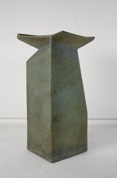 Pia Manu Pia Manu Ceramic Vases Brutalist Faceted Design Turquoise Glaze Monumental Scale - 1718683