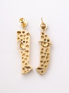 Picasso Style Diamond and Enamel Gold Face Earrings - 3154163