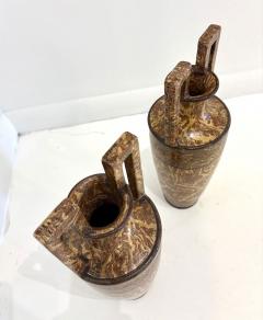 Pichon A Uzes Rare Pair of terres m l es Ceramic Vases Amphora by Pichon of Uz s Amphora - 4404780