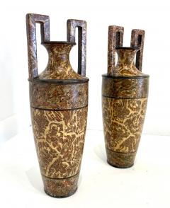 Pichon A Uzes Rare Pair of terres m l es Ceramic Vases Amphora by Pichon of Uz s Amphora - 4404783