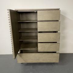 Pickled Modern Hi Chest Armoire Cabinet Wardrobe Metal Base - 2976476