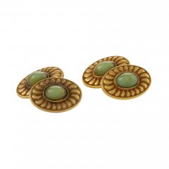 Pickslay Co Pickslay Co Arts Crafts Chrysoberyl and Gold Cuff Links - 240111