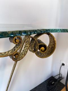 Pier Luigi Colli Console Hammered Wrought Iron Gold Leaf by Pier Luigi Colli Italy 1950s - 2432075