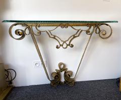 Pier Luigi Colli Console Hammered Wrought Iron Gold Leaf by Pier Luigi Colli Italy 1950s - 2432080