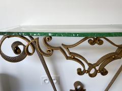 Pier Luigi Colli Console Table Hammered Wrought Iron Gold by Pier Luigi Colli Italy 1950s - 2812482
