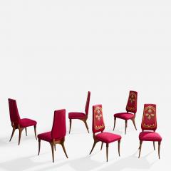 Pier Luigi Colli Dining Room Chairs with Wood and Fabric Italy 1950s - 4787218