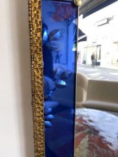 Pier Luigi Colli Extra Large Mirror Blue Glass and Gilt Wrought Iron by Colli Italy 1960s - 2514419