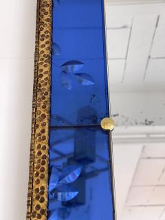 Pier Luigi Colli Extra Large Mirror Blue Glass and Gilt Wrought Iron by Colli Italy 1960s - 2514425