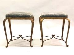 Pier Luigi Colli Italian Modern Neoclassical Gilt Iron Stools Benches by Pier Luigi Colli Pair - 1609866
