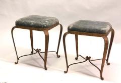 Pier Luigi Colli Italian Modern Neoclassical Gilt Iron Stools Benches by Pier Luigi Colli Pair - 1609867