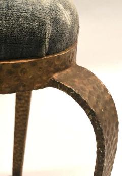 Pier Luigi Colli Italian Modern Neoclassical Gilt Iron Stools Benches by Pier Luigi Colli Pair - 1609871