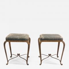 Pier Luigi Colli Italian Modern Neoclassical Gilt Iron Stools Benches by Pier Luigi Colli Pair - 1610504