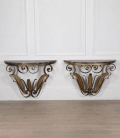 Pier Luigi Colli Pair of 20th Century Pier Luigi Colli Gilt Iron Console Tables - 3777246