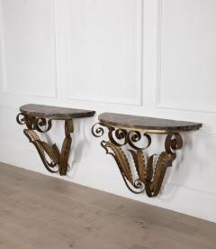 Pier Luigi Colli Pair of 20th Century Pier Luigi Colli Gilt Iron Console Tables - 3777247