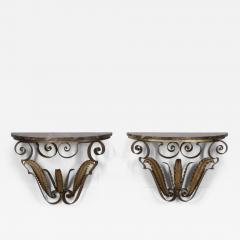 Pier Luigi Colli Pair of 20th Century Pier Luigi Colli Gilt Iron Console Tables - 3778448