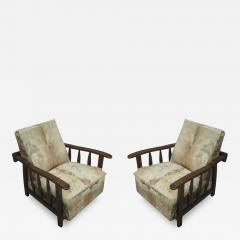 Pier Luigi Colli Pair of Italian Mid Century Modern Craftsman Lounge Chairs by Pierluigi Colli - 1776601