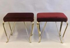 Pier Luigi Colli Pair of Italian Mid Century Modern Neoclassical Solid Brass Benches by Jansen - 1622981