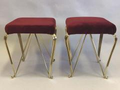 Pier Luigi Colli Pair of Italian Mid Century Modern Neoclassical Solid Brass Benches by Jansen - 1622995