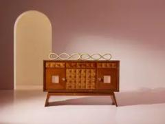 Pier Luigi Colli Pieluigi Colli carved oak sideboard with mirrored inserts Italy 1940s - 3925520