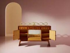 Pier Luigi Colli Pieluigi Colli carved oak sideboard with mirrored inserts Italy 1940s - 3925521