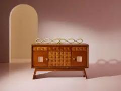 Pier Luigi Colli Pieluigi Colli carved oak sideboard with mirrored inserts Italy 1940s - 3925522