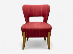 Pier Luigi Colli Pier Luigi Colli Maple Red Fabric Low Lounge Chairs Italy 1950s - 4410791